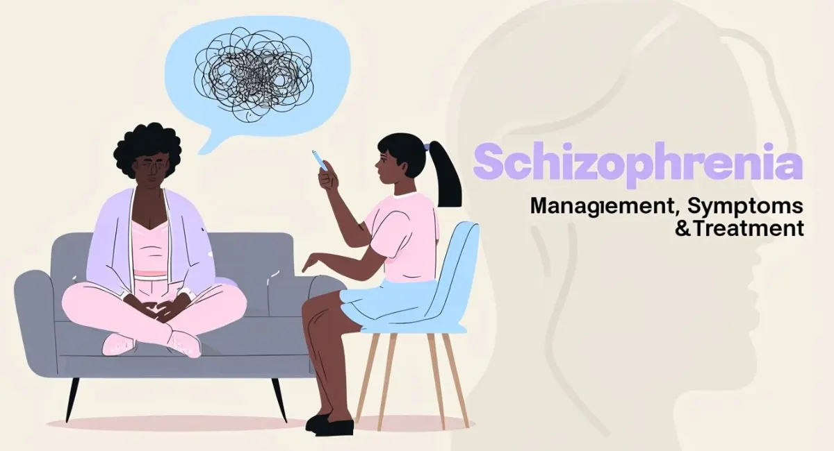 Therapist with patient discussing home remedies for schizophrenia symptom management